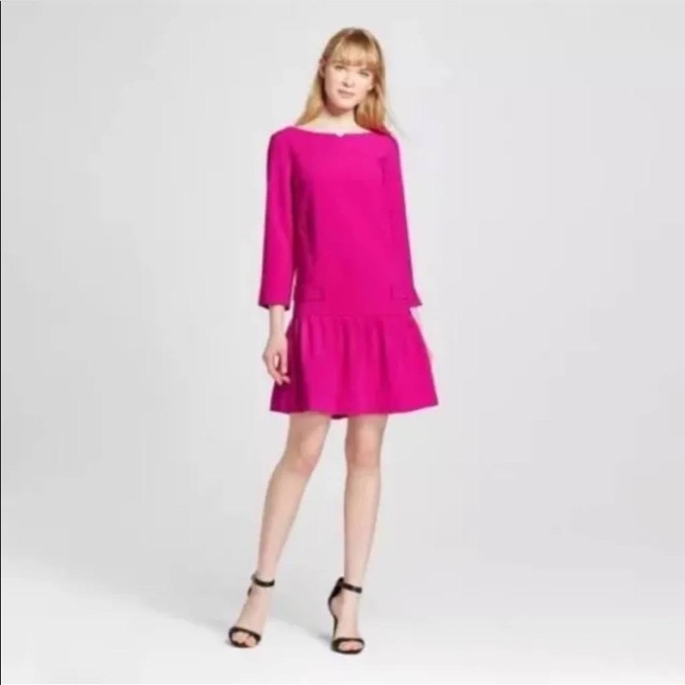 Victoria Beckham for Target Women's Fuchsia Jacquard Drop Waist Dress